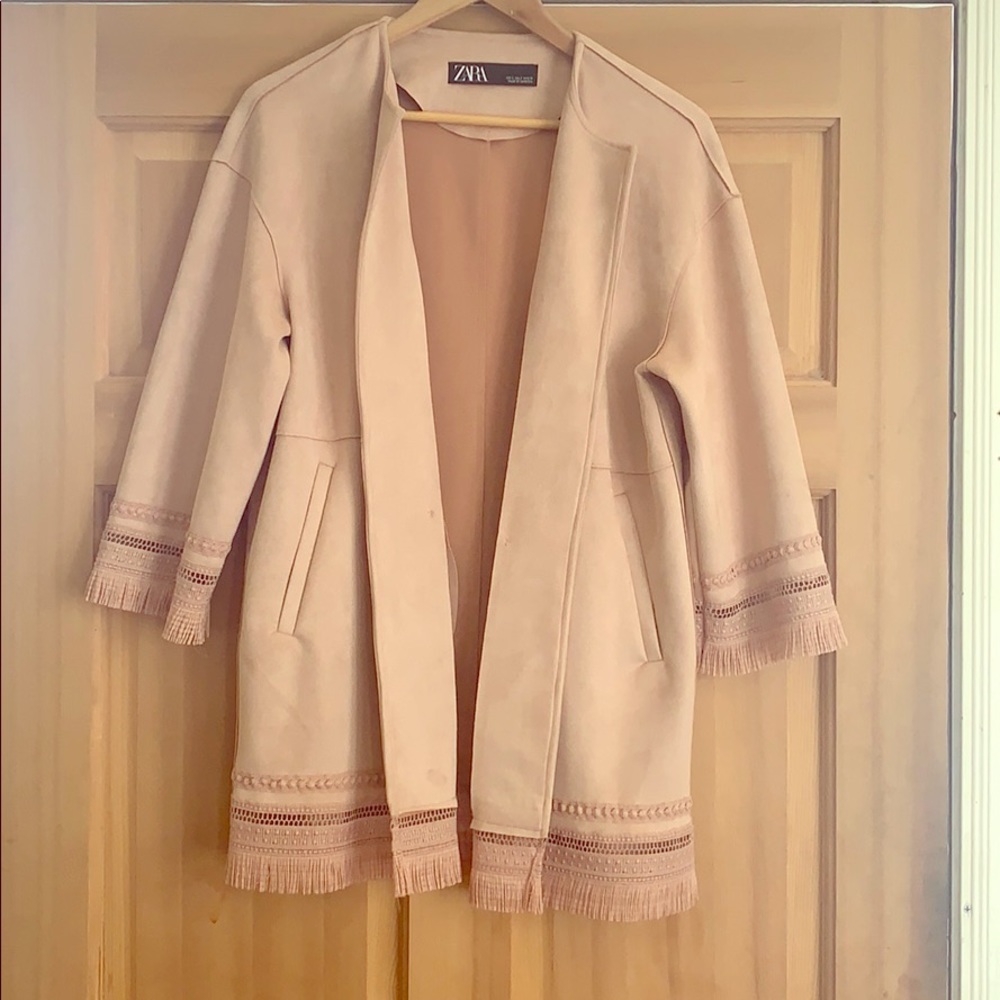 Blush Microsuede Duster Jacket